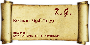 Kolman György névjegykártya